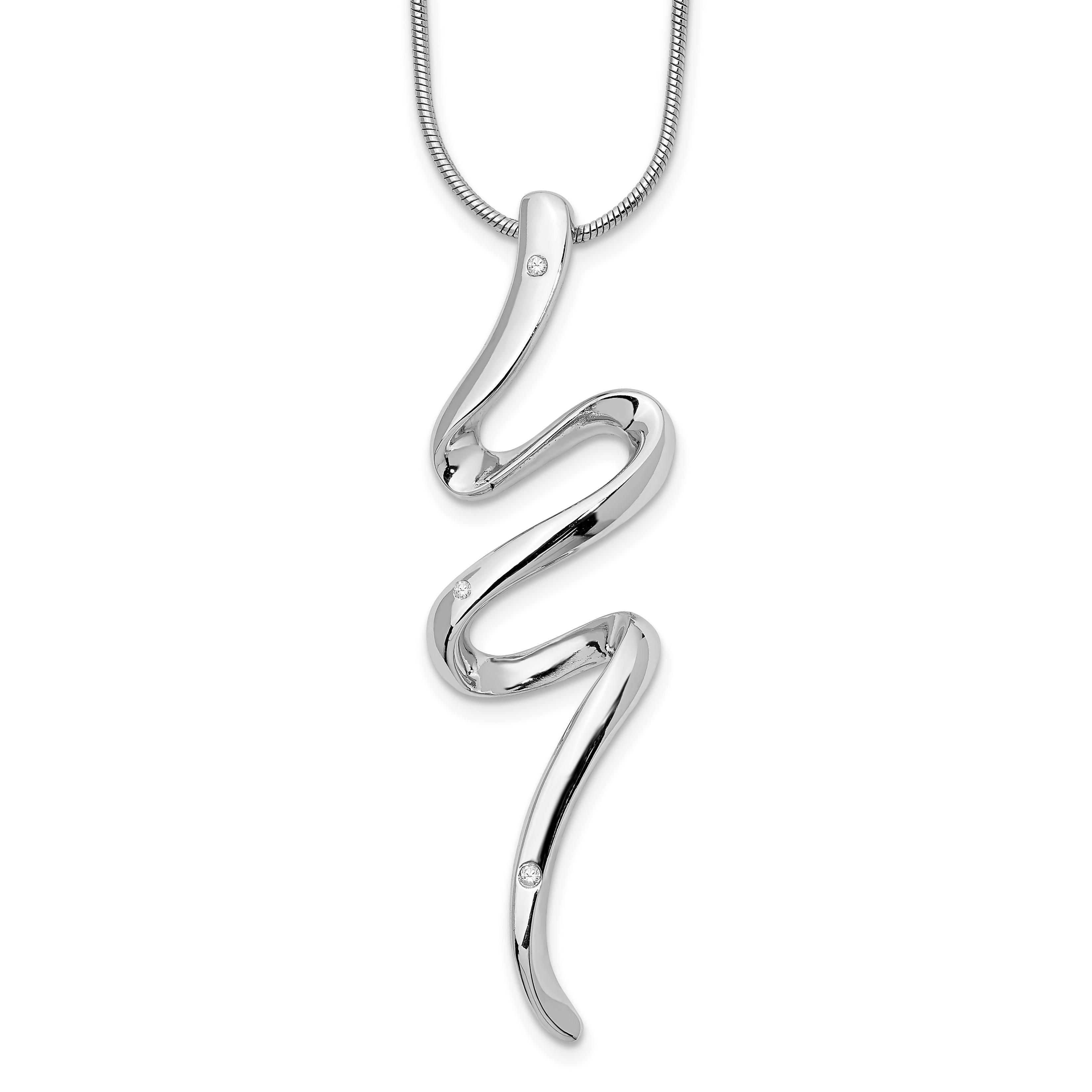 925 Sterling Silver Rhodium-Plated 18 Inch Diamond Necklace, 2